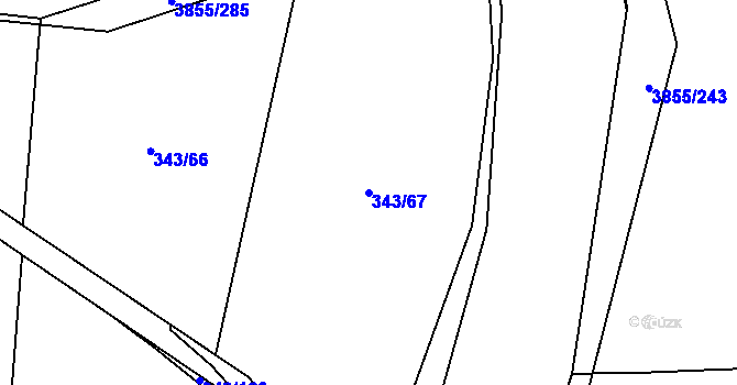 Parcela st. 343/67 v KÚ Dobřany, Katastrální mapa