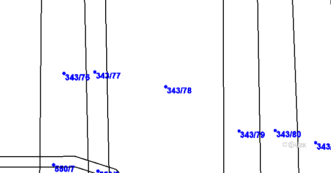 Parcela st. 343/78 v KÚ Dobřany, Katastrální mapa