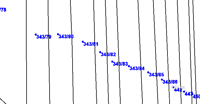 Parcela st. 343/82 v KÚ Dobřany, Katastrální mapa