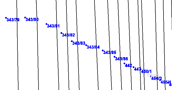Parcela st. 343/84 v KÚ Dobřany, Katastrální mapa