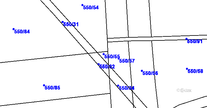 Parcela st. 550/55 v KÚ Dobřany, Katastrální mapa