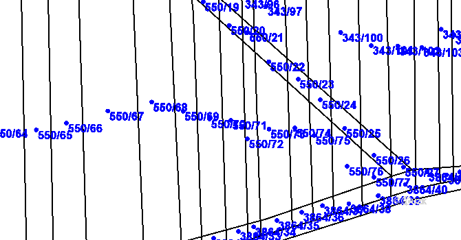Parcela st. 550/71 v KÚ Dobřany, Katastrální mapa