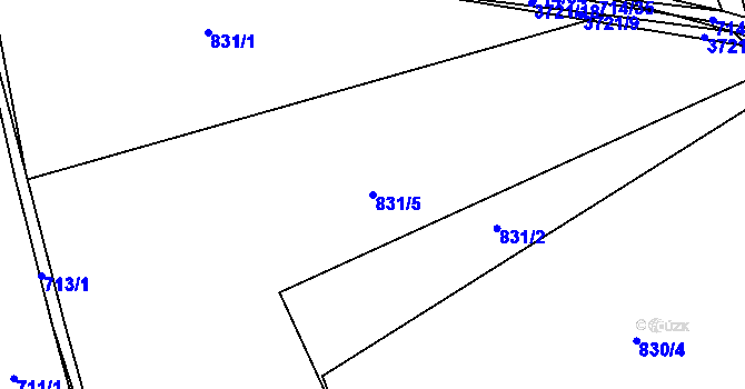 Parcela st. 831/5 v KÚ Dobřany, Katastrální mapa