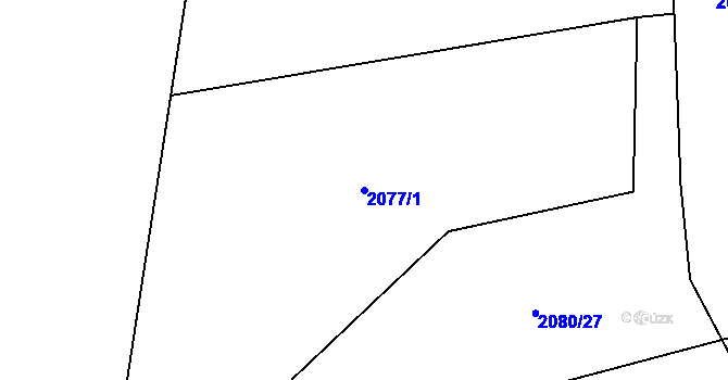 Parcela st. 2077/1 v KÚ Dobřany, Katastrální mapa