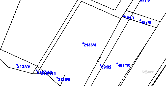 Parcela st. 2136/4 v KÚ Dobřany, Katastrální mapa