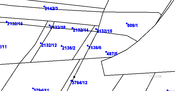 Parcela st. 2136/6 v KÚ Dobřany, Katastrální mapa