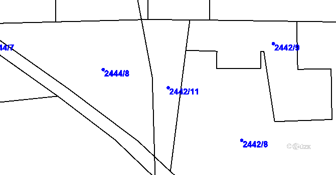 Parcela st. 2442/11 v KÚ Dobřany, Katastrální mapa