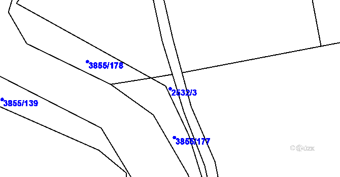 Parcela st. 2532/3 v KÚ Dobřany, Katastrální mapa