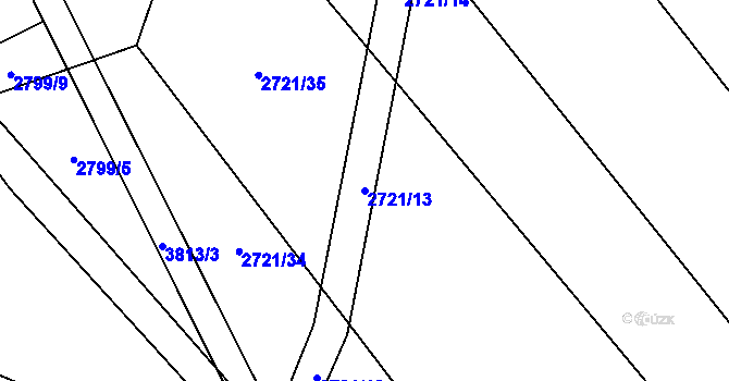 Parcela st. 2721/13 v KÚ Dobřany, Katastrální mapa