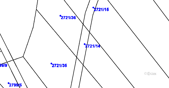 Parcela st. 2721/14 v KÚ Dobřany, Katastrální mapa
