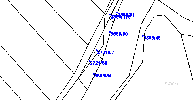 Parcela st. 2721/67 v KÚ Dobřany, Katastrální mapa