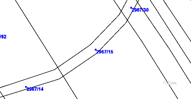 Parcela st. 2967/15 v KÚ Dobřany, Katastrální mapa