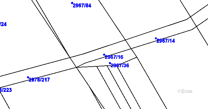Parcela st. 2967/16 v KÚ Dobřany, Katastrální mapa