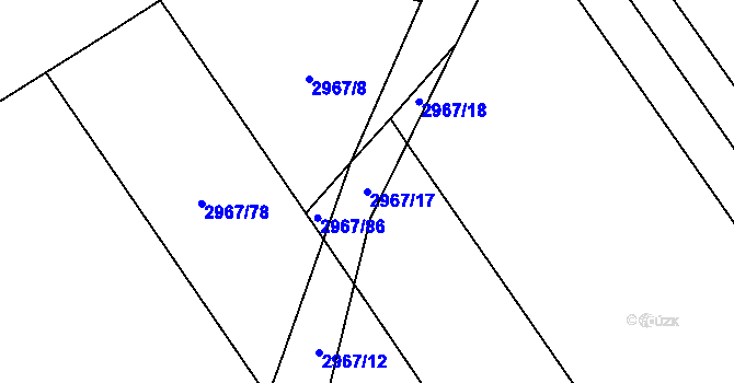 Parcela st. 2967/17 v KÚ Dobřany, Katastrální mapa