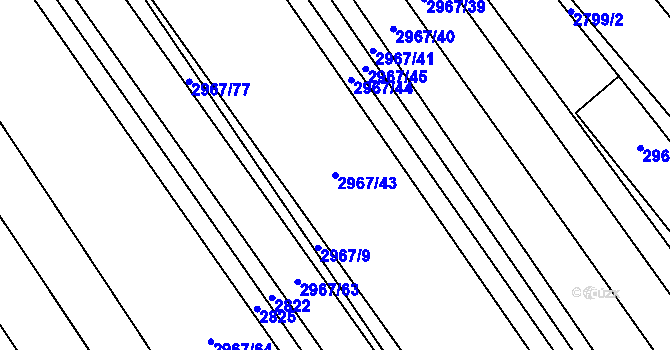Parcela st. 2967/43 v KÚ Dobřany, Katastrální mapa