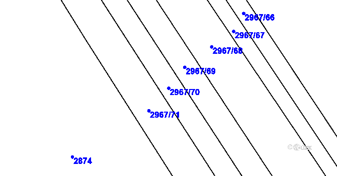 Parcela st. 2967/70 v KÚ Dobřany, Katastrální mapa