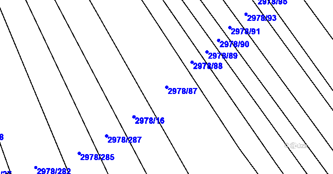 Parcela st. 2978/87 v KÚ Dobřany, Katastrální mapa