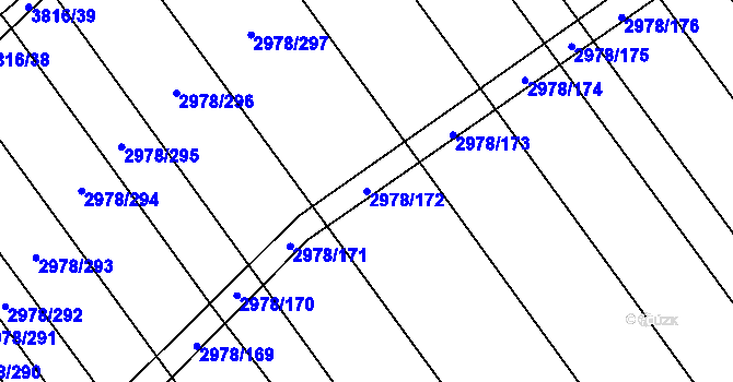 Parcela st. 2978/172 v KÚ Dobřany, Katastrální mapa