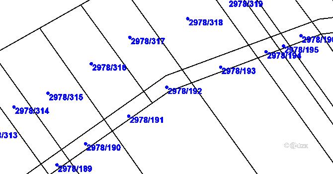 Parcela st. 2978/192 v KÚ Dobřany, Katastrální mapa