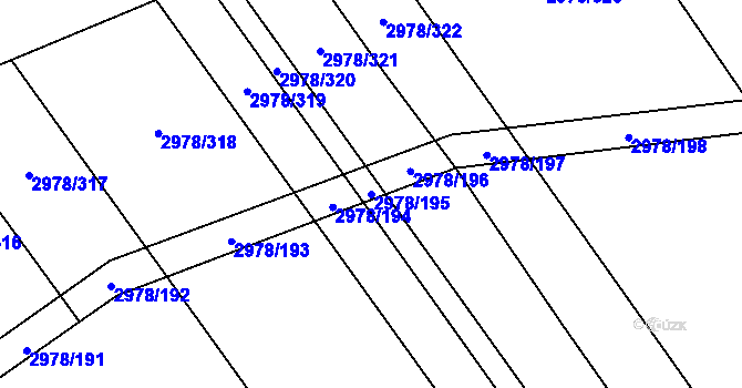 Parcela st. 2978/195 v KÚ Dobřany, Katastrální mapa
