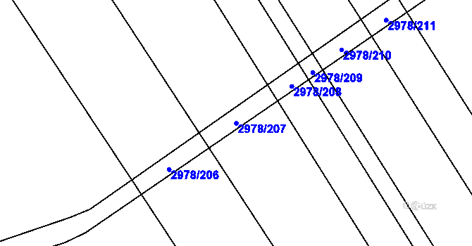 Parcela st. 2978/207 v KÚ Dobřany, Katastrální mapa