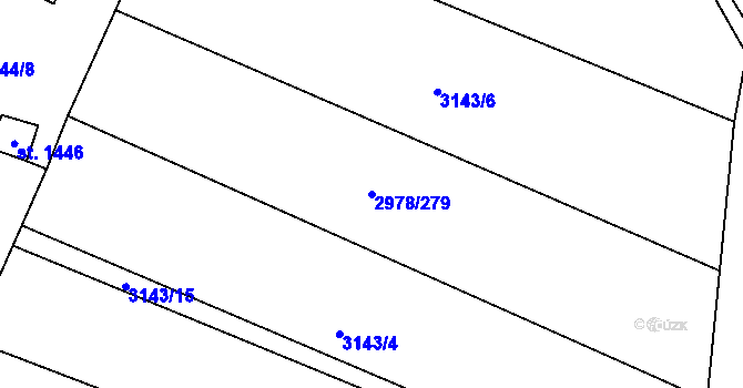 Parcela st. 2978/279 v KÚ Dobřany, Katastrální mapa