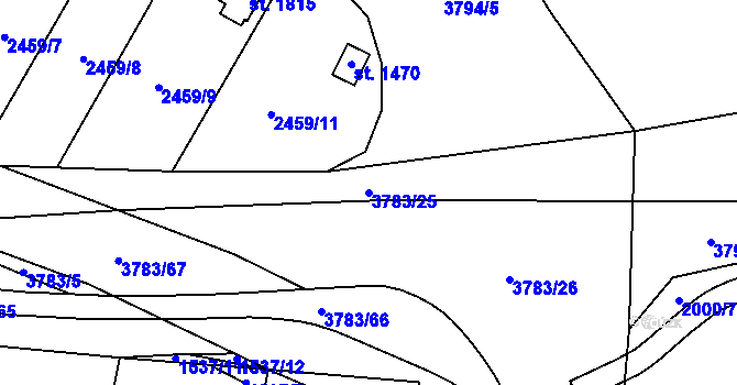 Parcela st. 3783/25 v KÚ Dobřany, Katastrální mapa