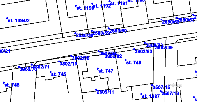 Parcela st. 3802/94 v KÚ Dobřany, Katastrální mapa