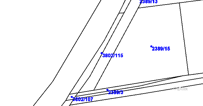 Parcela st. 3802/115 v KÚ Dobřany, Katastrální mapa