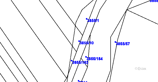 Parcela st. 3855/10 v KÚ Dobřany, Katastrální mapa