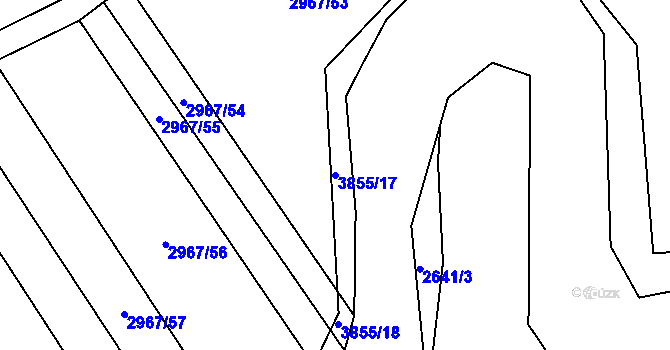 Parcela st. 3855/17 v KÚ Dobřany, Katastrální mapa