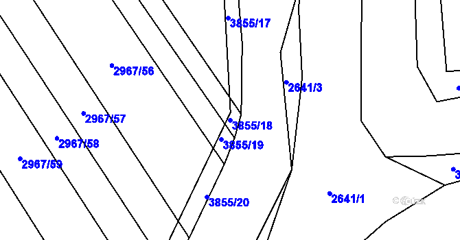 Parcela st. 3855/18 v KÚ Dobřany, Katastrální mapa