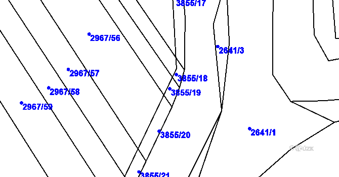 Parcela st. 3855/19 v KÚ Dobřany, Katastrální mapa