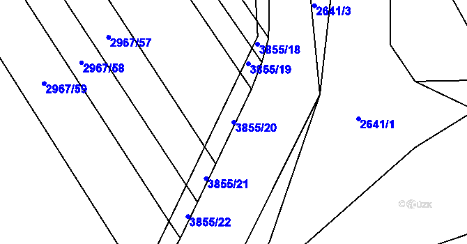 Parcela st. 3855/20 v KÚ Dobřany, Katastrální mapa