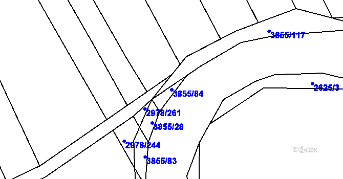 Parcela st. 3855/84 v KÚ Dobřany, Katastrální mapa