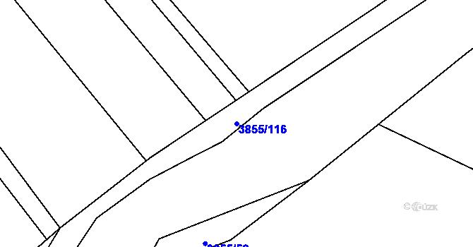 Parcela st. 3855/116 v KÚ Dobřany, Katastrální mapa