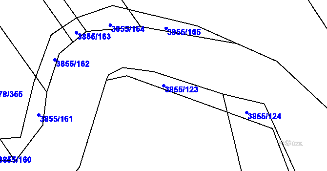 Parcela st. 3855/123 v KÚ Dobřany, Katastrální mapa