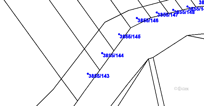 Parcela st. 3855/144 v KÚ Dobřany, Katastrální mapa