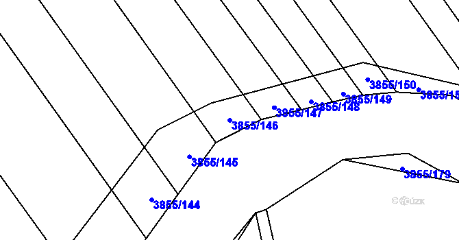 Parcela st. 3855/146 v KÚ Dobřany, Katastrální mapa