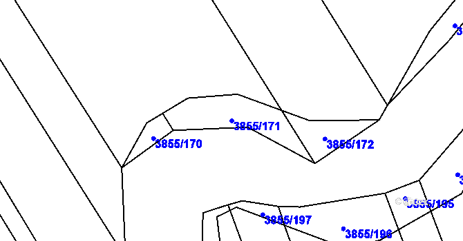 Parcela st. 3855/171 v KÚ Dobřany, Katastrální mapa