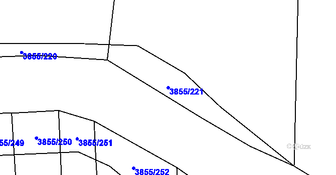 Parcela st. 3855/221 v KÚ Dobřany, Katastrální mapa