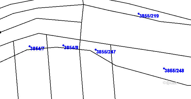 Parcela st. 3855/247 v KÚ Dobřany, Katastrální mapa