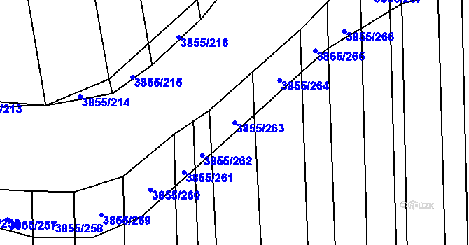 Parcela st. 3855/263 v KÚ Dobřany, Katastrální mapa
