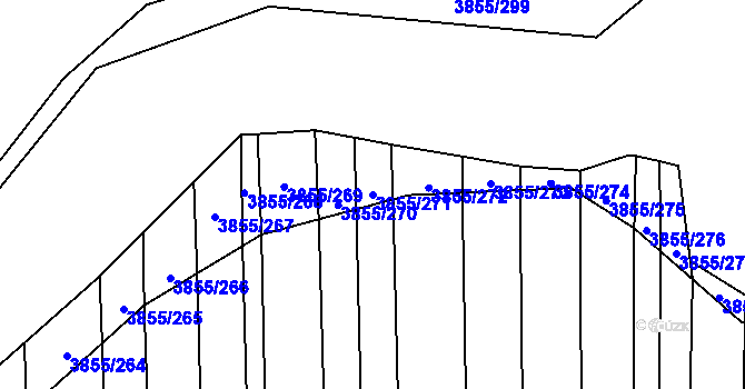 Parcela st. 3855/271 v KÚ Dobřany, Katastrální mapa