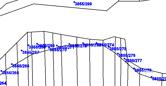 Parcela st. 3855/273 v KÚ Dobřany, Katastrální mapa