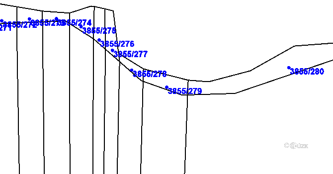 Parcela st. 3855/279 v KÚ Dobřany, Katastrální mapa
