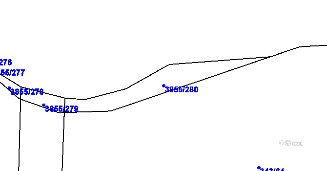 Parcela st. 3855/280 v KÚ Dobřany, Katastrální mapa