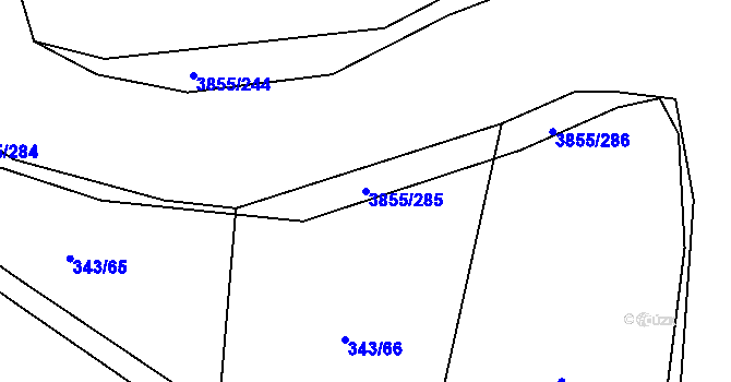 Parcela st. 3855/285 v KÚ Dobřany, Katastrální mapa