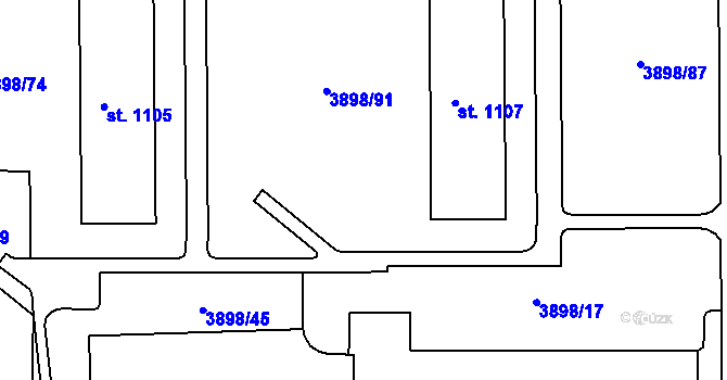Parcela st. 3898/94 v KÚ Dobřany, Katastrální mapa