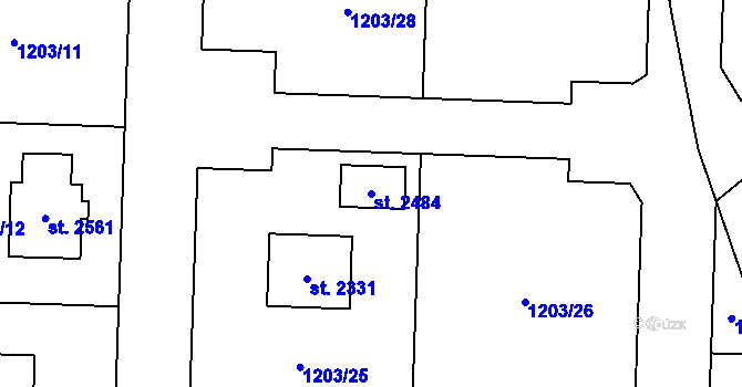 Parcela st. 2484 v KÚ Dobřany, Katastrální mapa